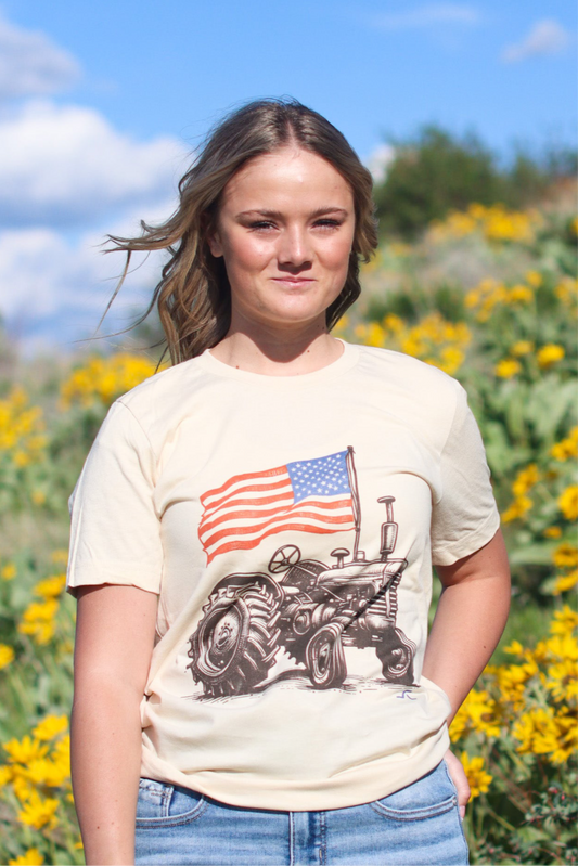 American Flag Tractor T-shirt