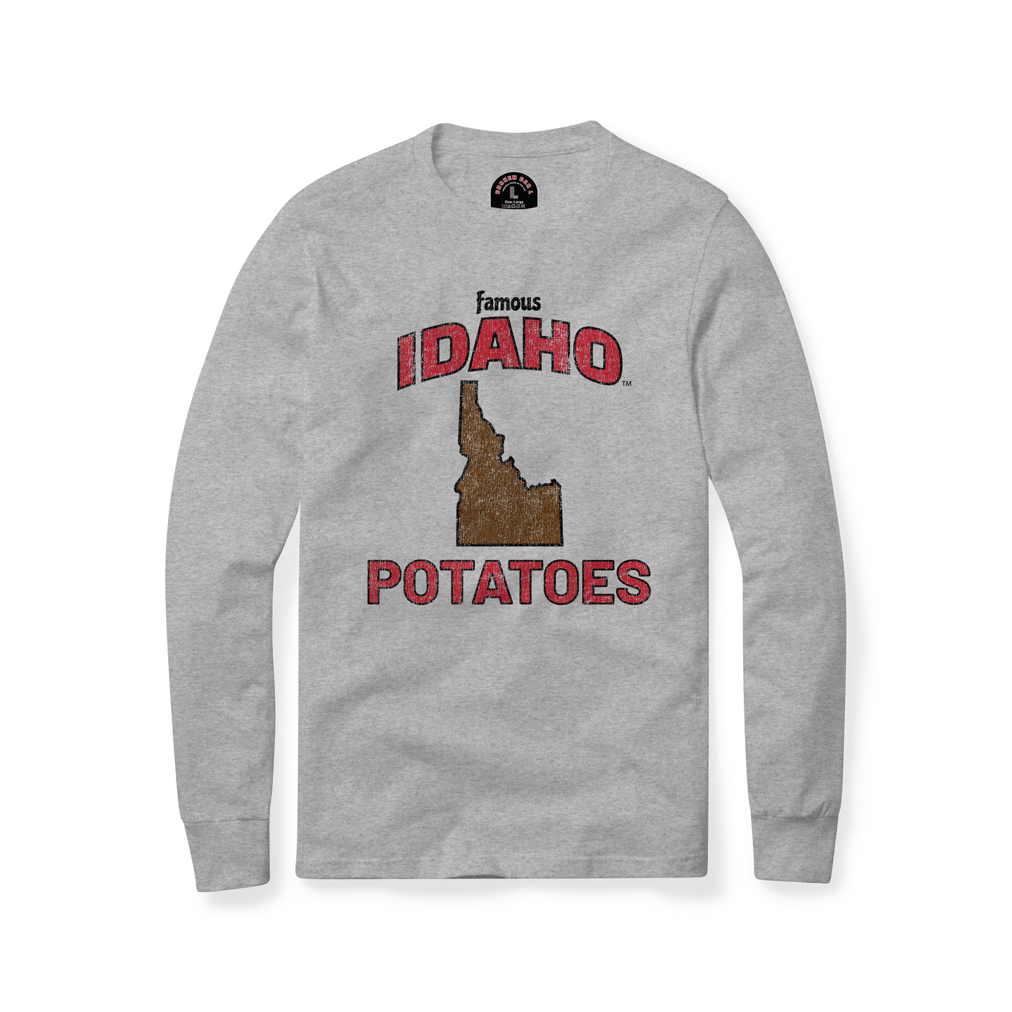 Famous IDAHO™ Potatoes Long Sleeve T-Shirt - Sawtooth Heather Grey