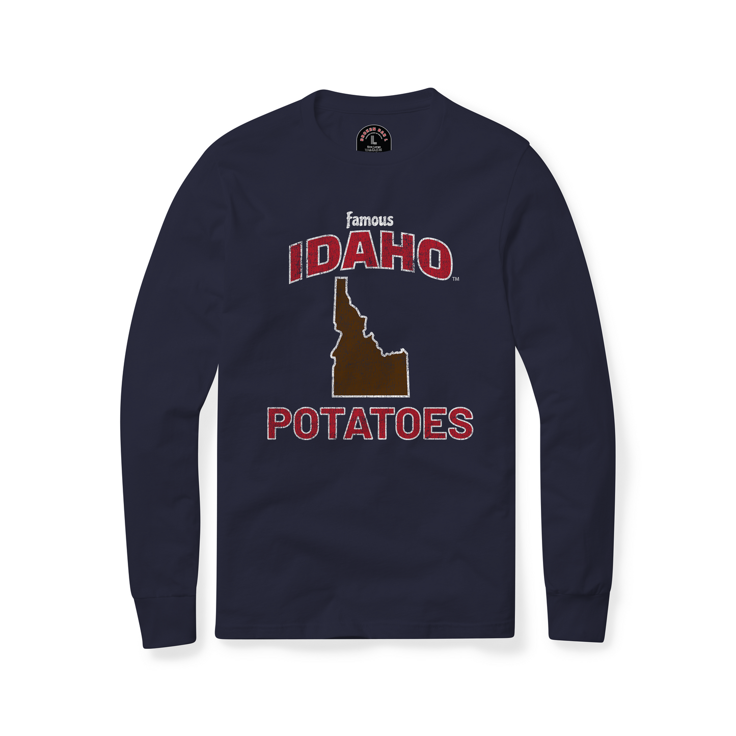 Famous IDAHO™ Potatoes Long Sleeve T-Shirt - State Flag Navy